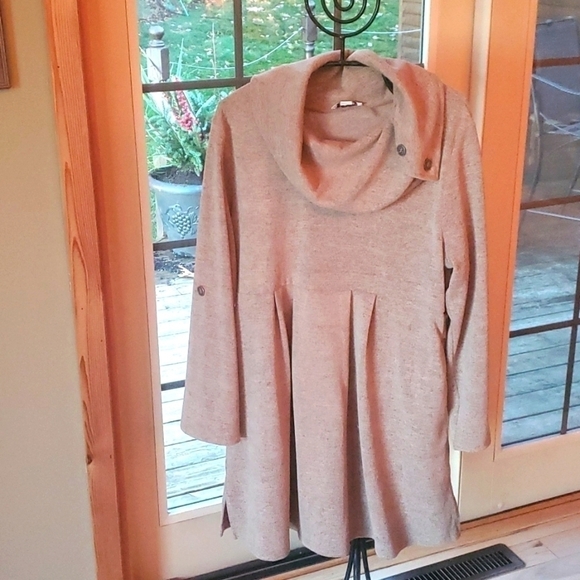 Simply Noelle Cowl Neck Heather's Tan 3/4 Sleeve Sz. L/XL Dress Tunic - Picture 1 of 14